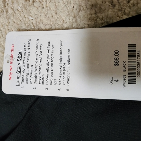 Lululemon Long Story Short Shorts Black Pleat Size 4 NWT - Picture 7 of 10